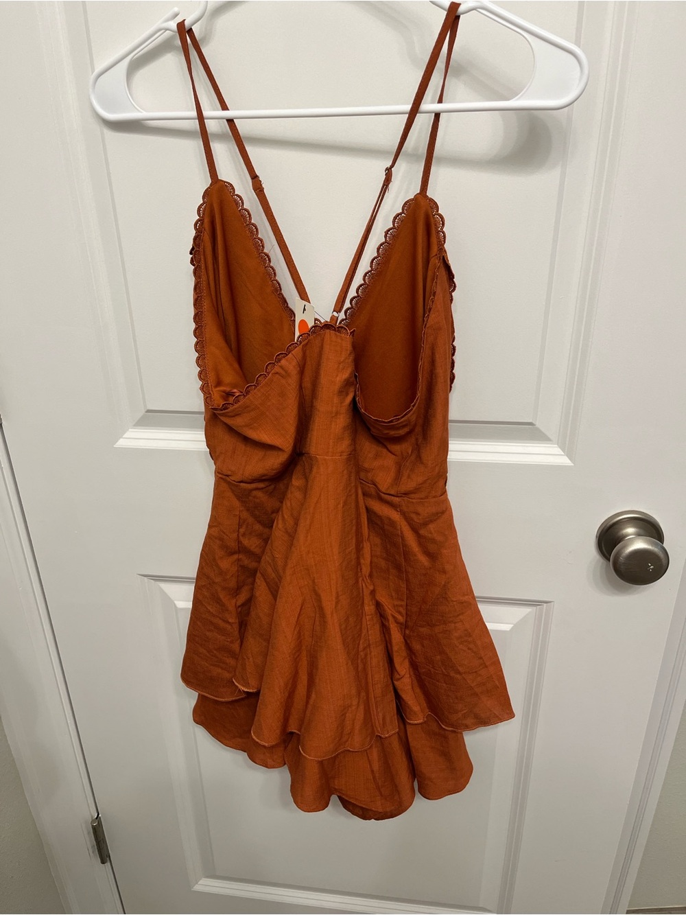 Francesca's Collections Rust Orange Spaghetti Strap Mini Dress - Picture 2 of 3